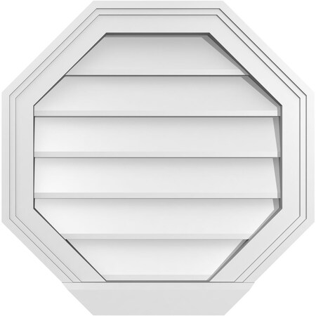 Ekena Millwork Octagonal Surface Mount PVC Gable Vent w/ 2"W x 2"P Brickmould Sill Frame, 20"W x 20"H GVPOC20X2003SN
